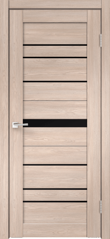 Дуб Ривьера, 600х2000, LR, б/врезки замка и петель, стекло Лакобель черное