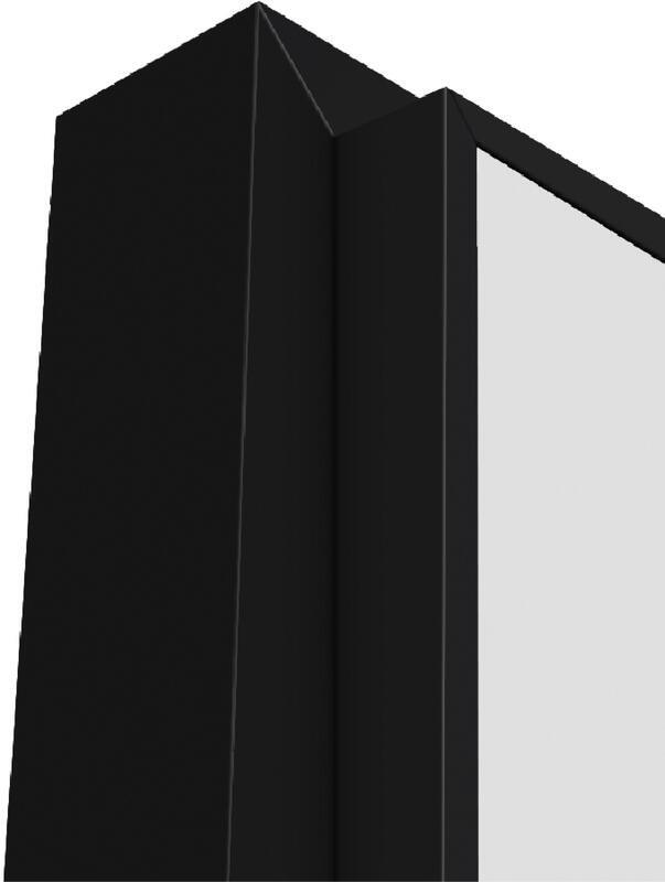 800х2000, R, з. M1895 BL (черный), врезка п/скр. п. Kubica K6360/38 2шт, чёрная алюм. кромка с 3х ст.