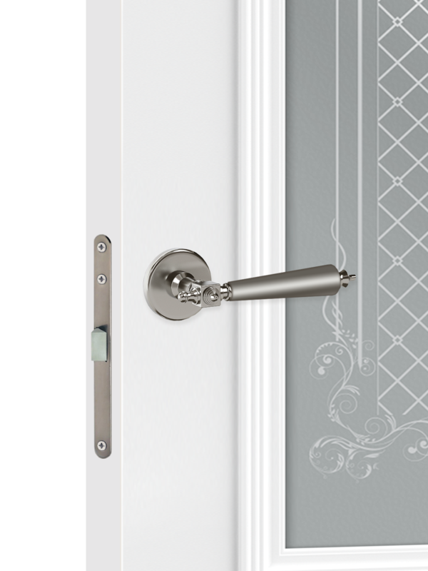 Белый, 600х2000, R, врезка п/з. 1895Р, без врезки п/петли, стекло Мателюкс Престиж, б/отв. п/фурнитуру