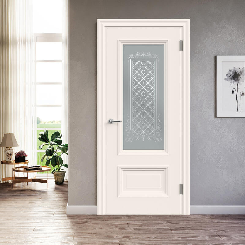 Слоновая кость, 700х2000, LR, б/врезки замка и петель, стекло Мателюкс Престиж