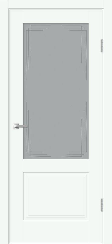 Межкомнатная дверь ЭМАЛЮКС АЛЬТО 22 со стеклом 2V без притвора Эльбрус 600х2000