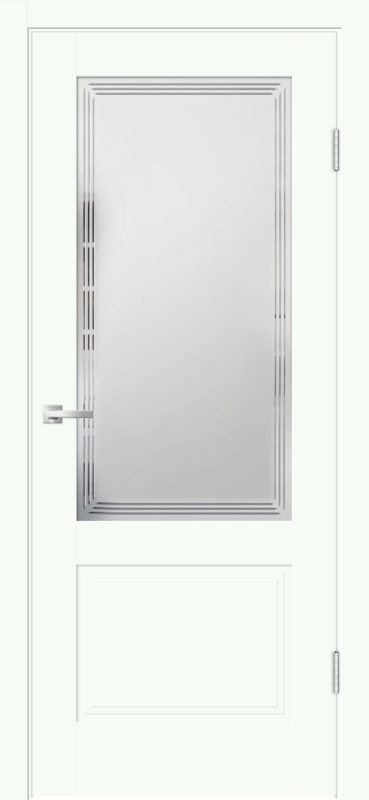 Межкомнатная дверь ЭМАЛЮКС АЛЬТО 22 со стеклом 2V без притвора Белый опал 600х2000