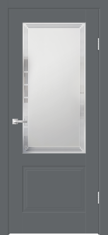 Межкомнатная дверь ЭМАЛЮКС АЛЬТО 22 со стеклом 2V без притвора Вулкан 600х2000