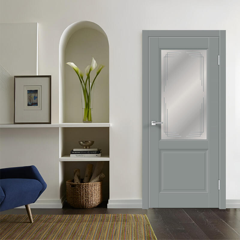 Серый Агат, 600х2000, LR, б/врезки замка и петель, стекло Грани Мателюкс