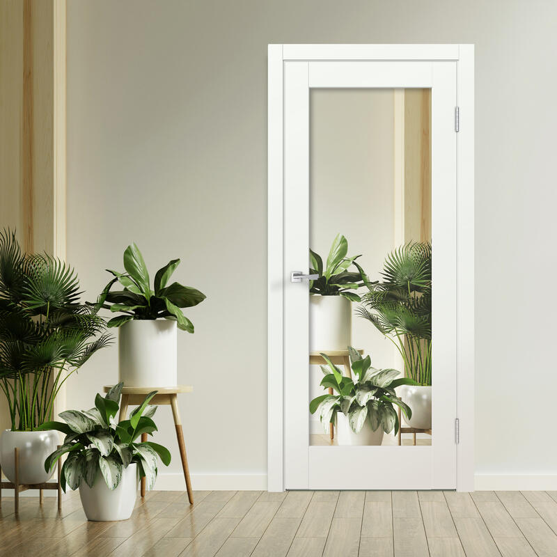 Белый Опал, 800х2000, LR, б/врезки замка и петель, филенка+зеркало