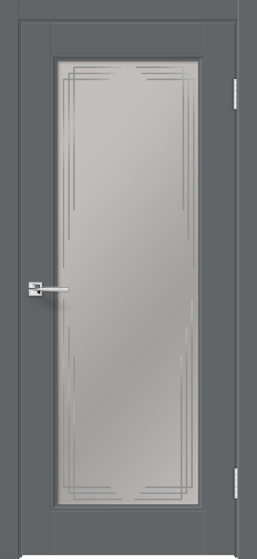 Межкомнатная дверь EMALUX VILLA со стеклом 4V без притвора Вулкан 700х2000