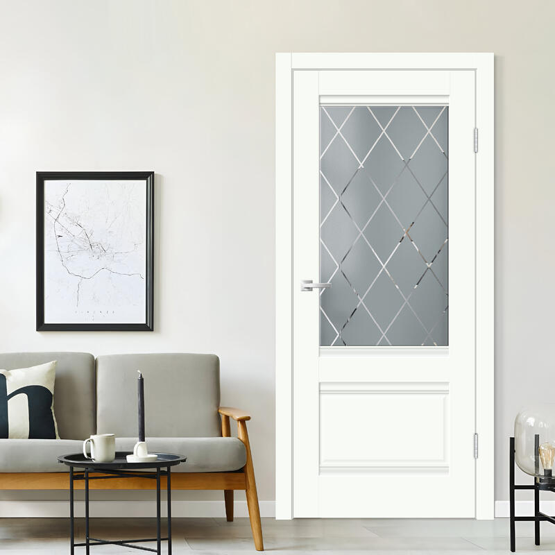 Белый Опал, 600х2000, LR, б/врезки замка и петель, стекло РОМБ светлый