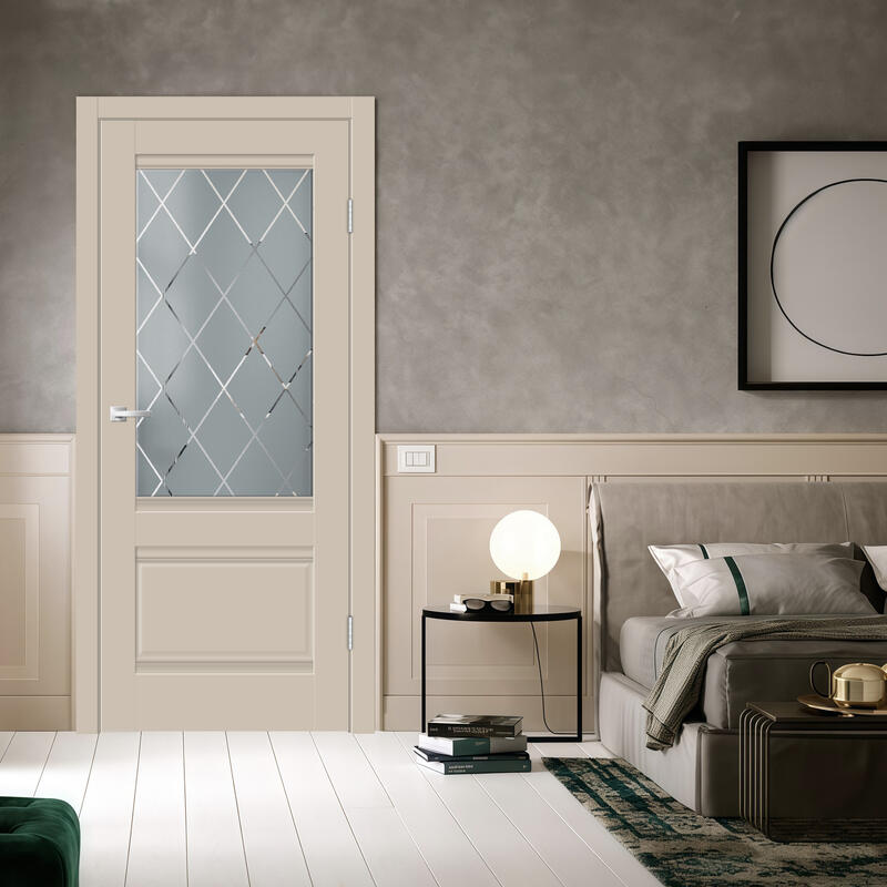 Кварцит, 600х2000, LR, б/врезки замка и петель, стекло РОМБ светлый