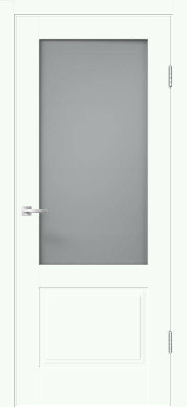 Межкомнатная дверь ЭМАЛЮКС АЛЬТО 22 со стеклом 2V без притвора Белый опал 600х2000