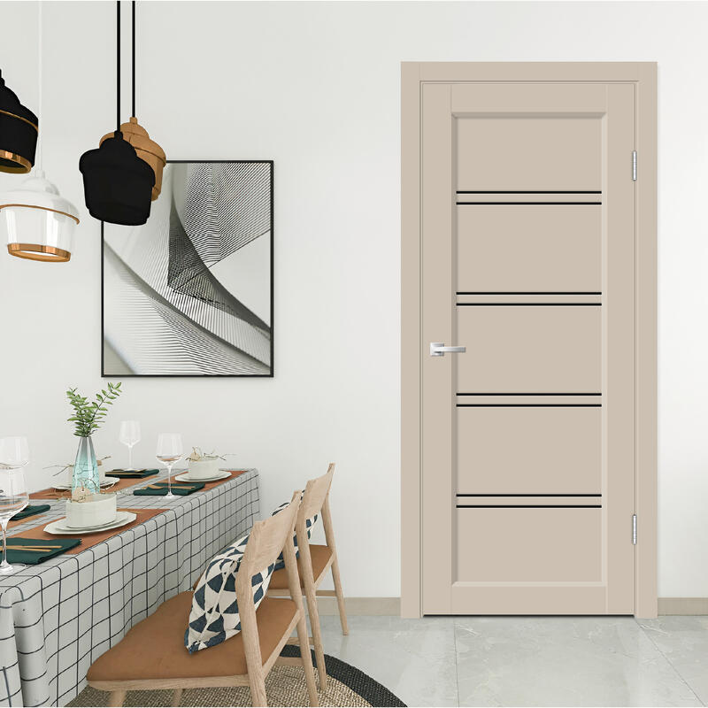 Кварцит, 600х2000, LR, б/врезки замка и петель, стекло Лакобель черное