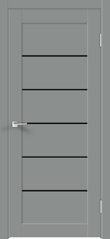 Серый Агат, 800х2000, LR, б/врезки замка и петель, стекло Лакобель черное