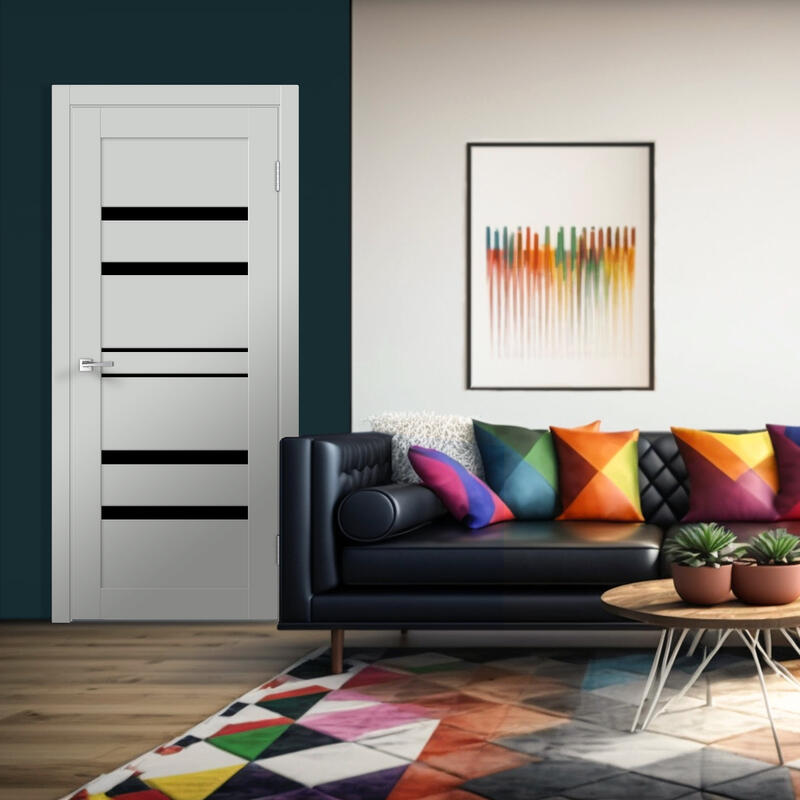 Доломит, 900х2000, LR, б/врезки замка и петель, стекло Лакобель черное