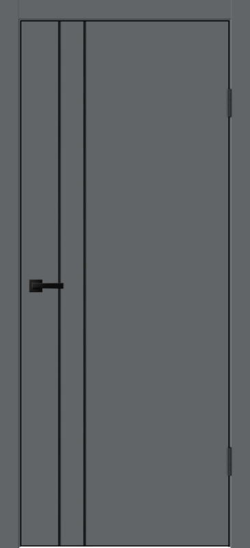 Вулкан, 600х2000, LR, з. M1895 BL (черный), без врезки п/петли, чёрная алюм. кромка с 4х ст.