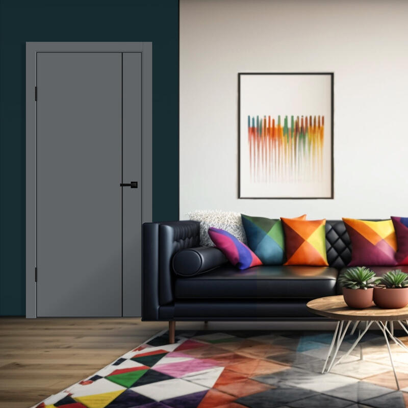 Вулкан, 800х2000, LR, з. M1895 BL (черный), без врезки п/петли, чёрная алюм. кромка с 4х ст.