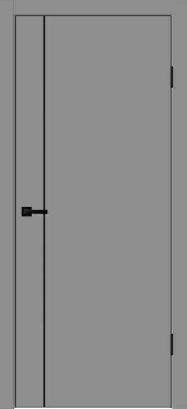 Межкомнатная дверь ЭМАЛЮКС ТЕХНО БЛЭК облегченное FM1 глухое Серый агат 600х2000