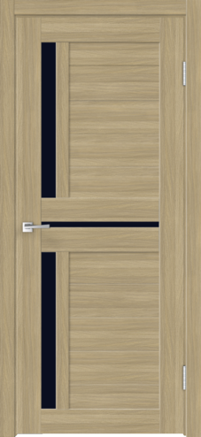 Дуб Бавария, 700х2000, LR, б/врезки замка и петель, стекло Лакобель черное