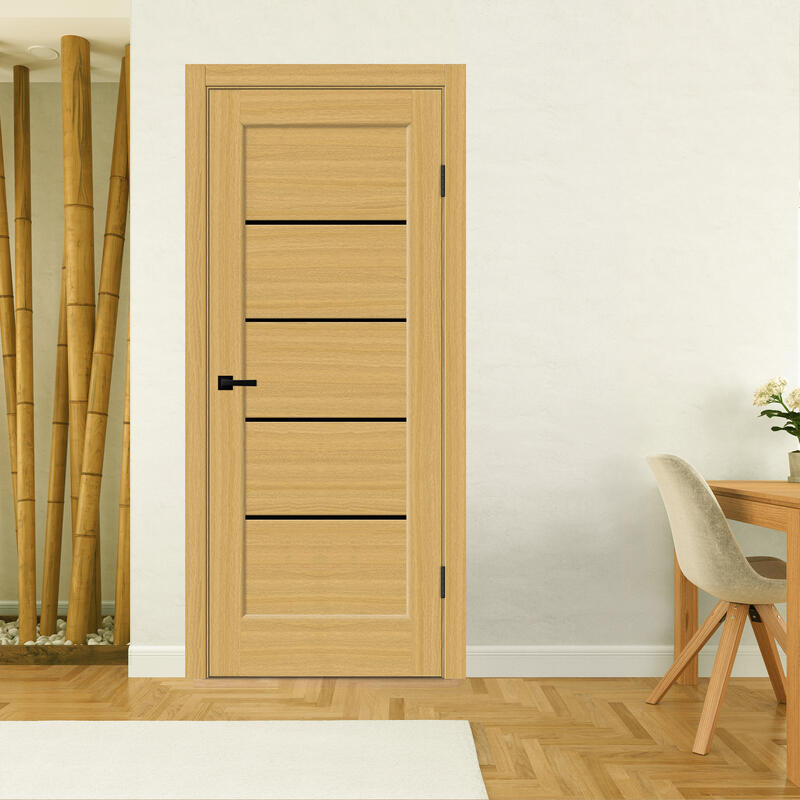 Орех американский соломенный, 600х2000, LR, б/врезки замка и петель, стекло Лакобель черное