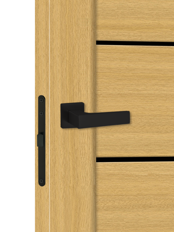 Орех американский соломенный, 600х2000, LR, б/врезки замка и петель, стекло Лакобель черное