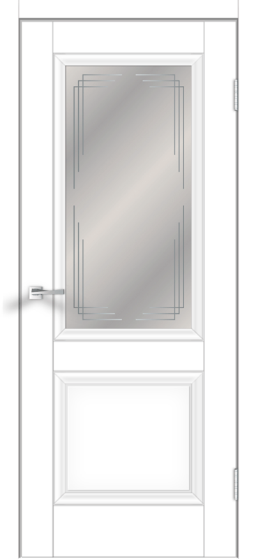 Белый Эмалит, 800х2000, LR, б/врезки замка и петель, стекло Грани Мателюкс