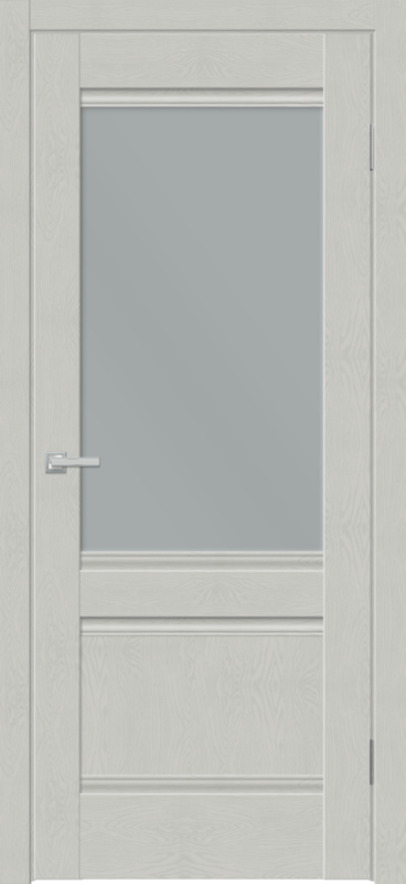 Серый текстурированный, 800х2000, LR, б/врезки замка и петель, стекло Мателюкс, прямая филенка