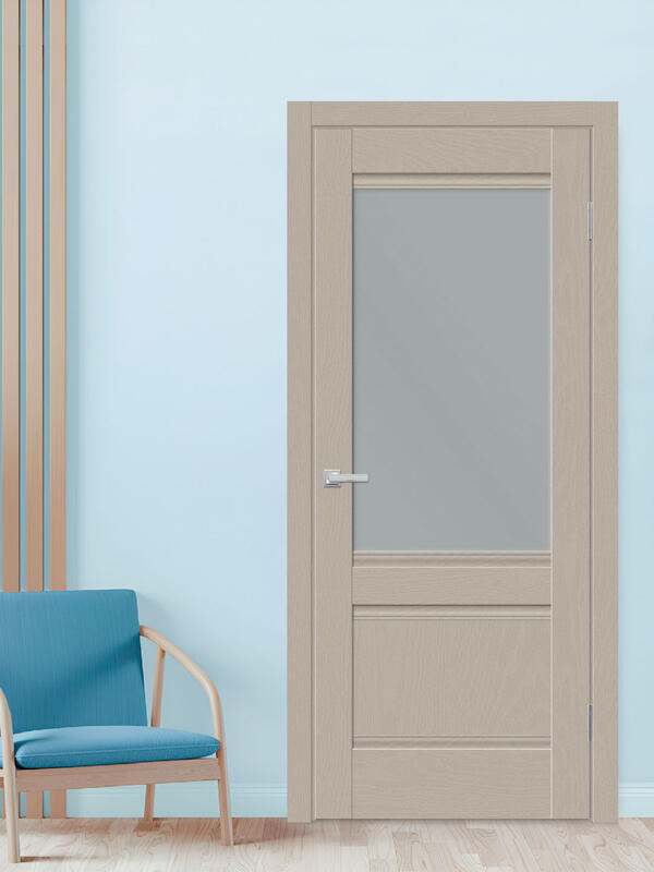 Темно-серый текстурированный, 700х2000, LR, б/врезки замка и петель, стекло Мателюкс, прямая филенка