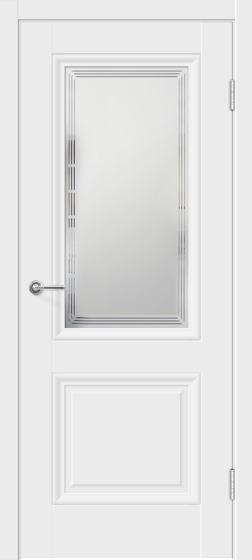 Белый Эмалит, 900х2000, LR, б/врезки замка и петель, стекло Грани №2 Мателюкс