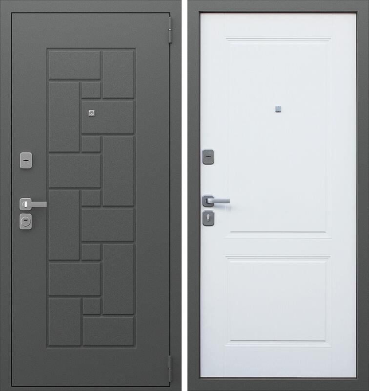 Входная металлическая дверь "АРСЕНАЛ" Муар серый/Ясень белый снег 960*2050